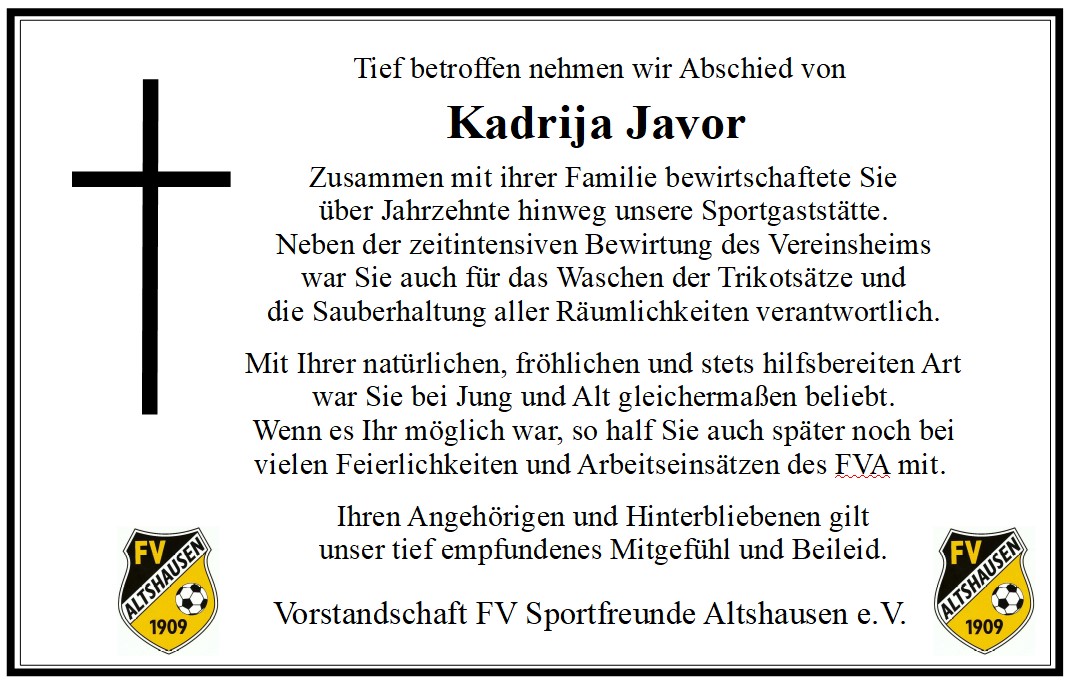 nachruf kadrija javor