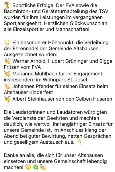 Ehrungen Text